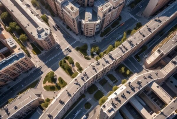 Drones persiguiendo a un ladrón en una calle urbana futurista