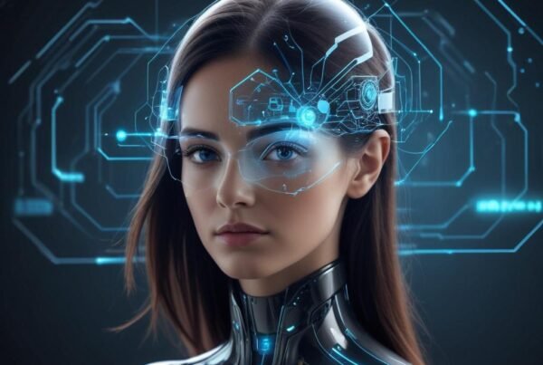 Ilustración futurista de inteligencia artificial y optimización de modelos LLM - Transformaconia