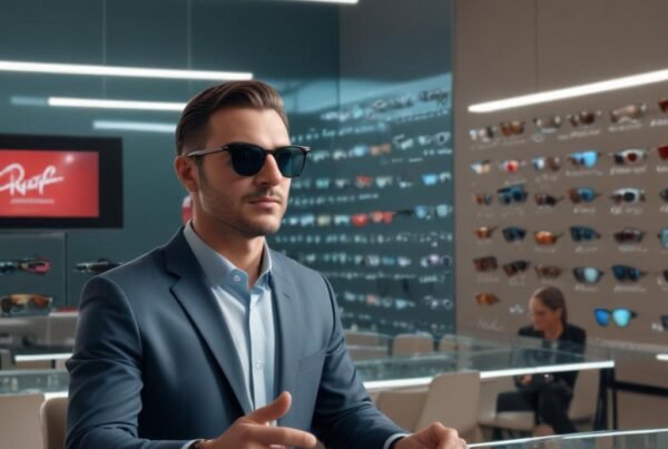 Persona en sala de reuniones usando Ray-Ban Display de Meta.