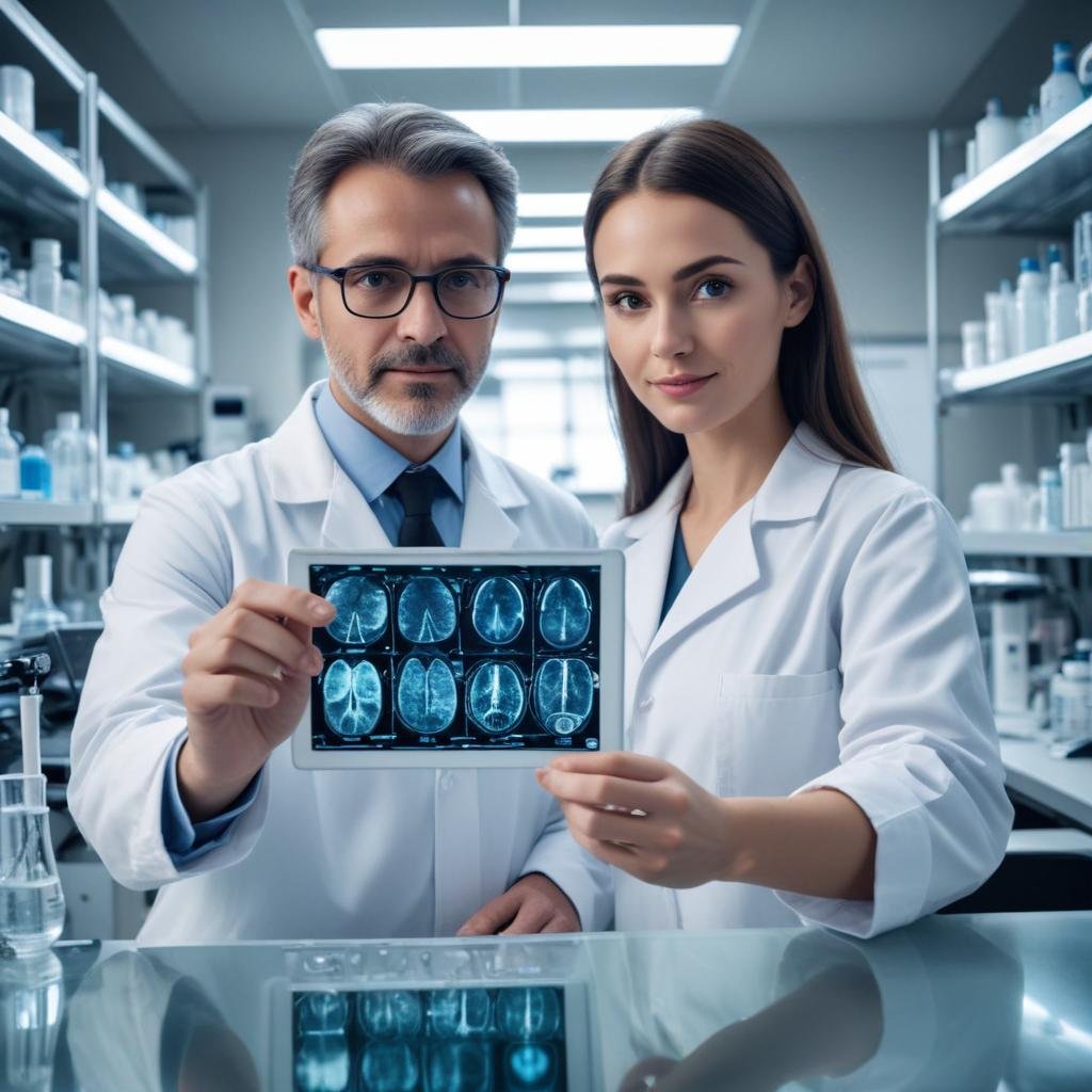 Primer plano de un médico usando tecnología avanzada en salud