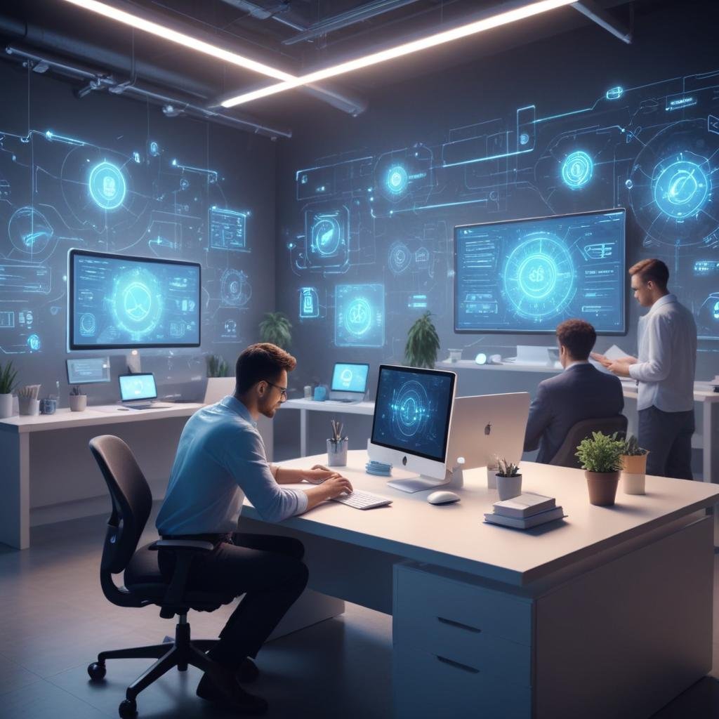 Visual depiction of AI-enhanced productivity in small businesses