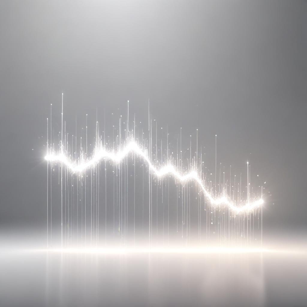 Abstract graph made of light particles illustrating growth and success in automation.