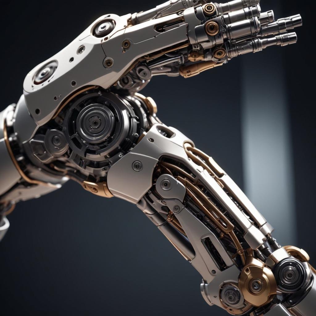 [Primer plano de un brazo robótico sofisticado con diseño innovador]