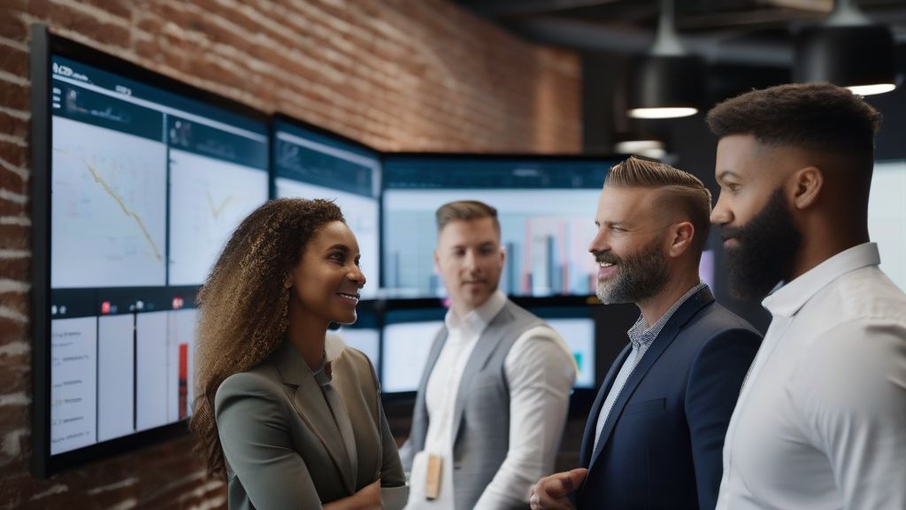 SME team utilizing AI for project management in an urban office