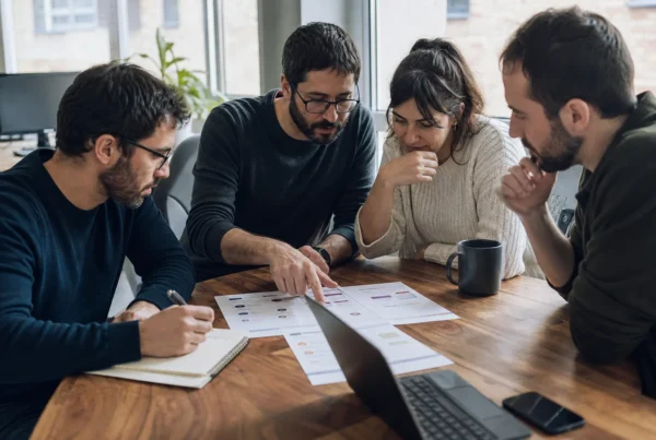 Equipo técnico revisando un flujo de Claude Code GitHub Actions en una oficina española moderna