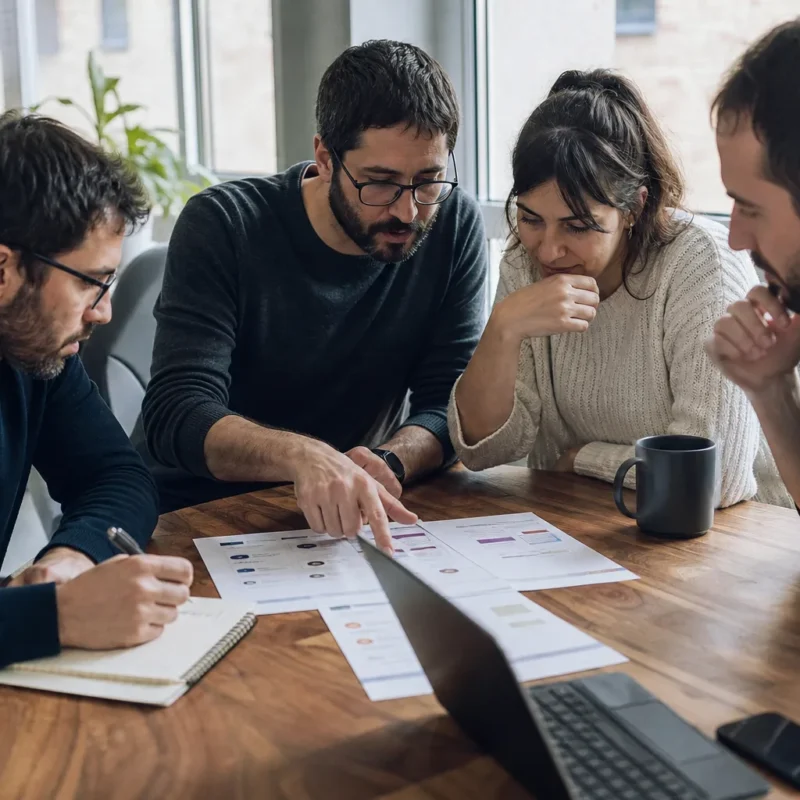 Equipo técnico revisando un flujo de Claude Code GitHub Actions en una oficina española moderna