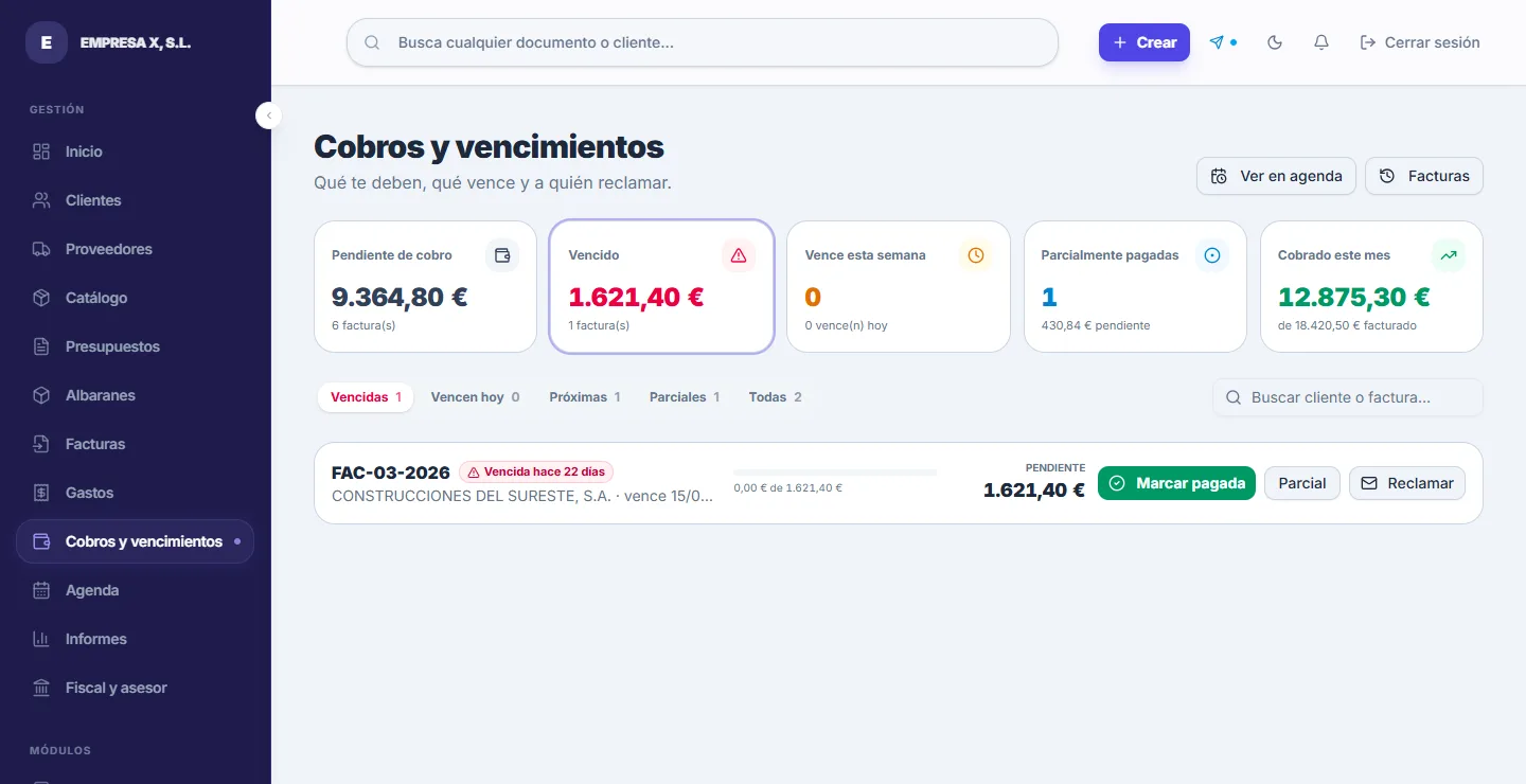 Cobros y vencimientos