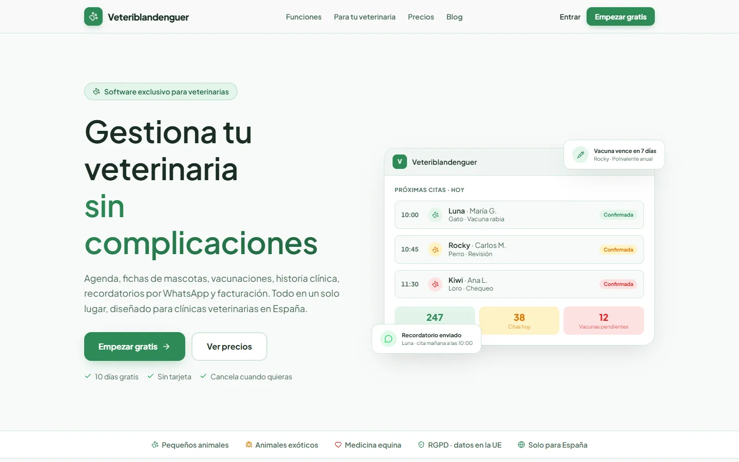 Software de gestión para clínicas veterinarias