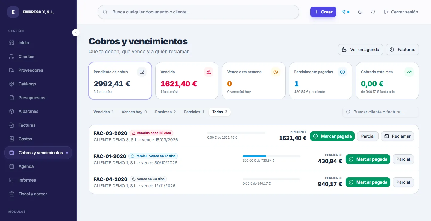 Cobros y vencimientos