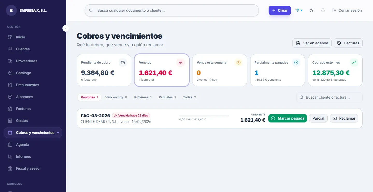 Cobros y vencimientos